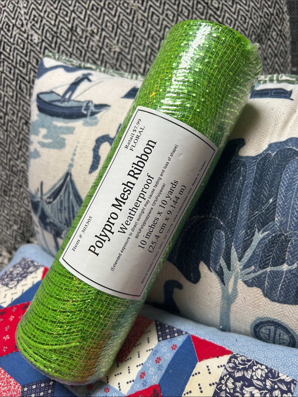 Polypro Mesh Ribbon Roll - Bright Lime Green